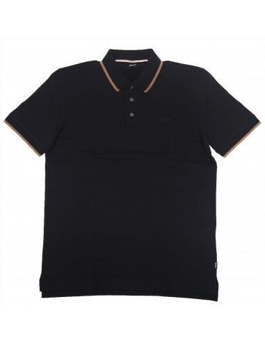 Polo noir avec col contrasté ouvre sa boutique